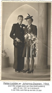 Pieter Lodder en Johanna-Zaanen. (1944)