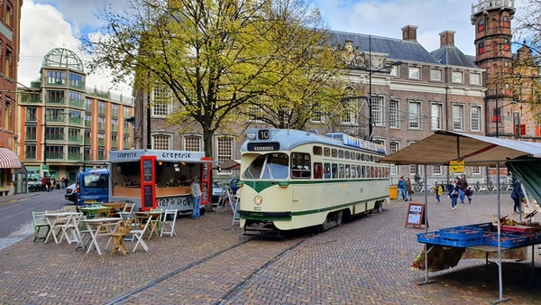 Er werd een rit gereden met de PCC 1022 naar Scheveningen, Moerwi