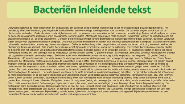 11 Compostdiertjes Micro-organismen Bacteriën Tekst