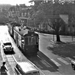 Oegstgeest  In de Geversstraat rijdt een tram naar Leiden 1958