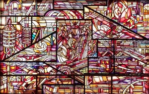 Trappenhuis met glas in lood ‘DE BIJENKORF’-2