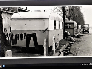 Neherkade, vroeger Slachthuiskade, woonwagenkamp. 1968