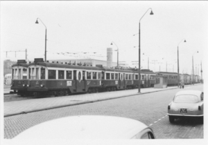 Materieel enige tijd geplaatst op het tramemplacement bij het NS-