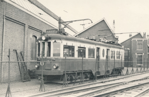 Werkwagen H303 (A508) te Rijnsburg Werkplaats. 1960.