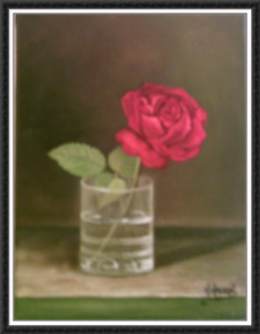 roos in glas 18x24 2001