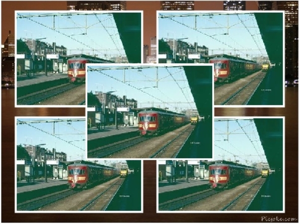 DE-2 treinstellen 81, 71 en 85 binnen in station Arnhem uit Winte