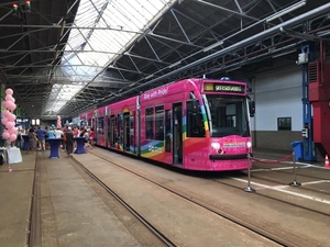 GVB 2087 werd in gebruik genomen als tram voor de Gay Pride in de