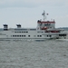 Veerboot,Rottum,komt vanuit Schiermonnikoog aan in de haven van L