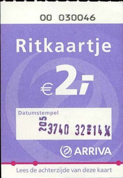 Arriva Ritkaartje 2.00 Euro