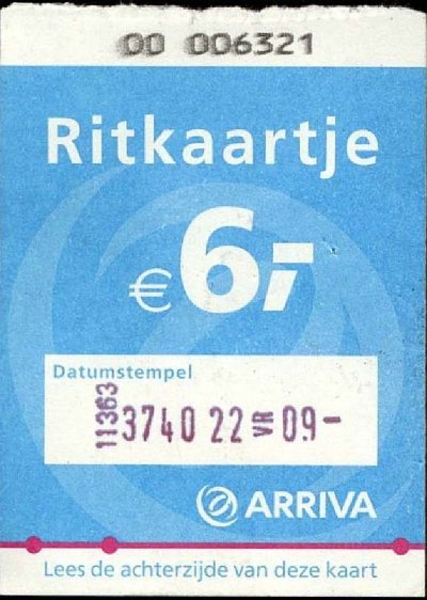 Arriva Ritkaartje 6.00 Euro