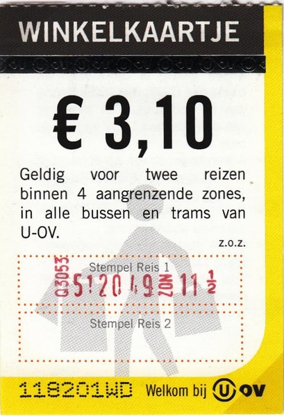 Winkelkaartje € 3.10