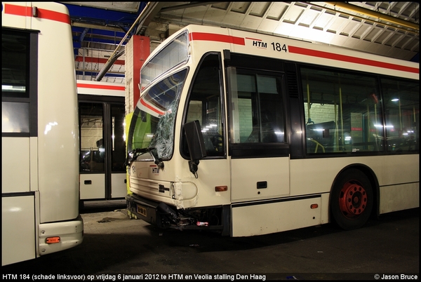 HTM 184 (schade linksvoor) - HTM en Veolia stalling Den Haag 06-0