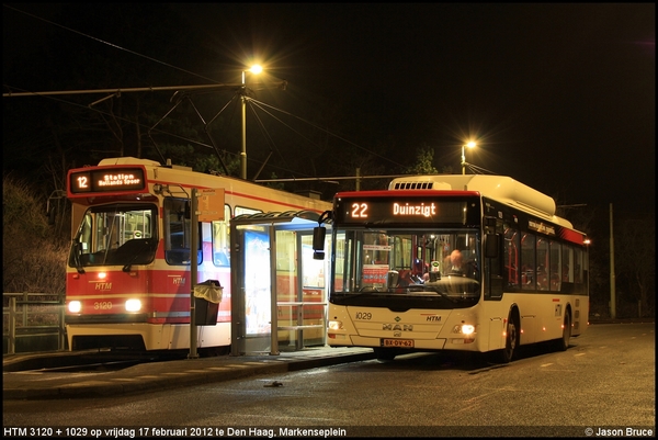 HTM 3120 + 1029 - Den Haag, Markenseplein