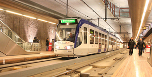 Tramtunnel bij de halte Spui.