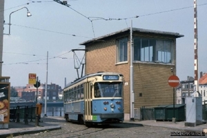 Fraaie blauwe MIVG PCC's in Gent. 08-08-1984