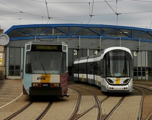 Oostende depot van de Nieuwpoortsesteenweg oud en nieuw.