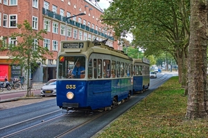 GVB 533 + 987,hier net na vertrek van Haarlemmermeerstation.