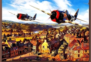 geschilderde-vliegtuigen-luchtvaart-poster-achtergrond
