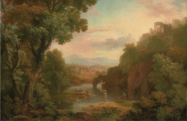 george_barret___a_classical_landscape_with_fishermen_and_a_washer