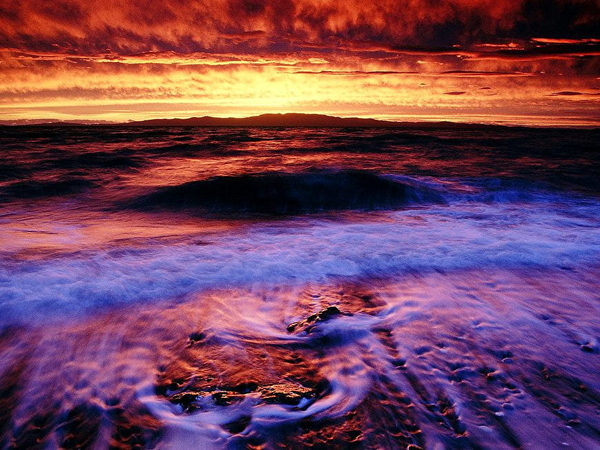 zonsondergang-golven-natuur-zee-achtergrond