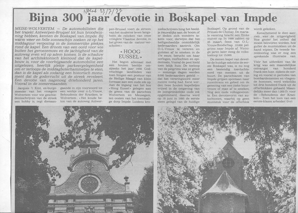 Boskapel Nieuwsblad 27.7.1977 boven