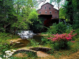 rivier-natuur-tuin-huisje-achtergrond