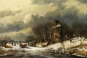 Andreas_Schelfhout_-_Nederlandse_landschap_met_figuren