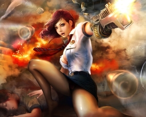 Creative-arts-painting-girl-shooting-war_1280x1024