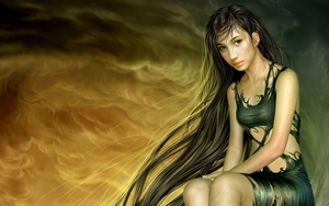 oriental-black-girl-sitting-1080P-wallpaper