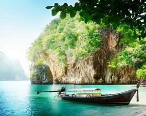 Boats-Thailand-Sea-Crag-Nature-Wallpaper-1600x1280