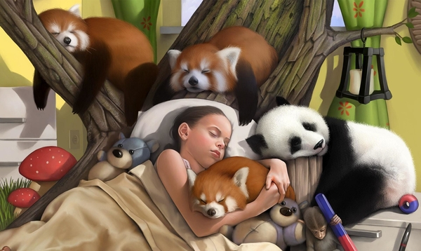 sleeping-bear-girl-1080P-wallpaper