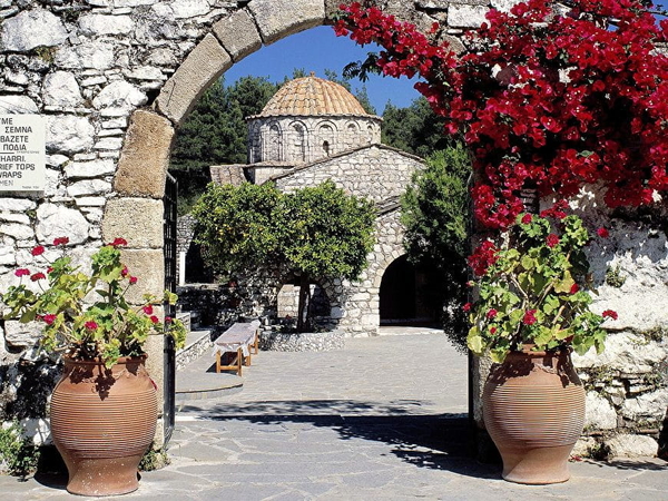 griekenland-boog-architectuur-kamerplant-achtergrond