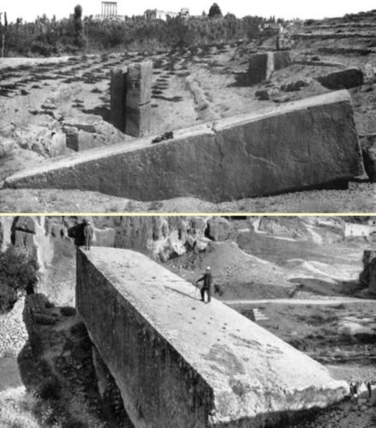 2   Baalbek _enorme fundatiesteen van bijna 1000 ton, achtergelat