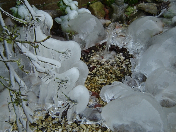 Prachtige ijsvorming in waterval