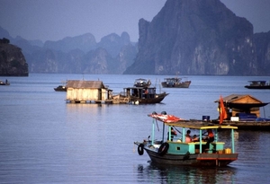 8HL I Halong Bay  paalwoning bij avond