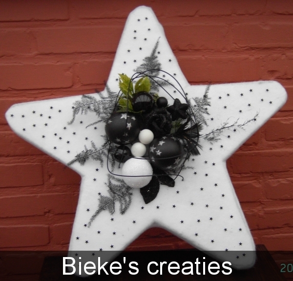 kerst ster zwart wit bieke's creaties