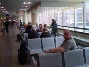 Jan in de bijna lege ferry