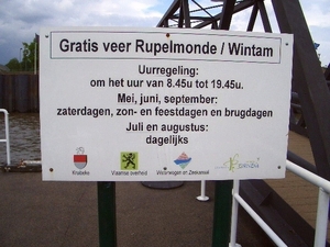 26-uurregeling veerdienst Rupelmonde-Wintam