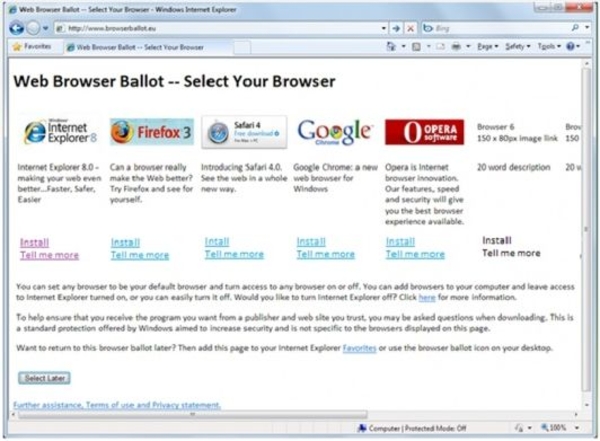 Browser keuze  in Windows 7