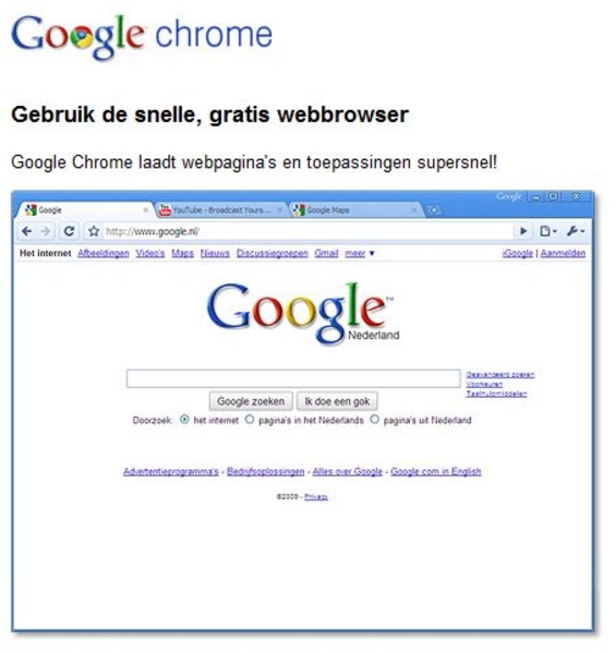 Google Chrome de snelle brouwser......