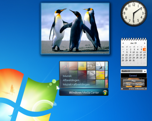 Gadgets in Windows 7 moet men zelf ophalen!