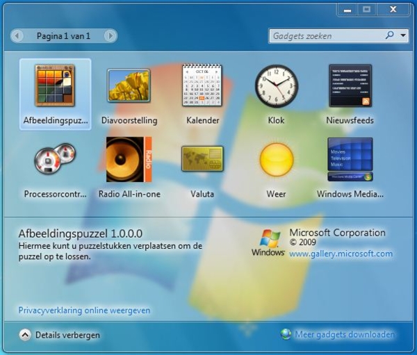 Gadgets in Windows 7