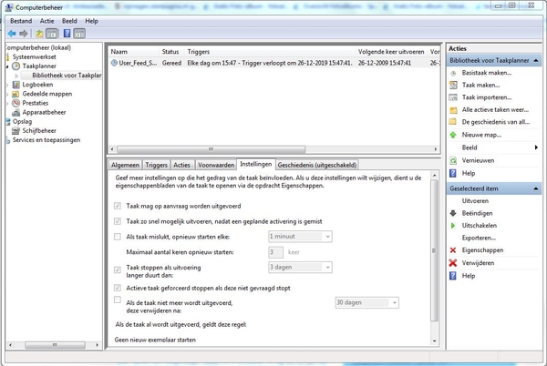 Taakplanner...en Task Host melding bij afsluiten Windows 7