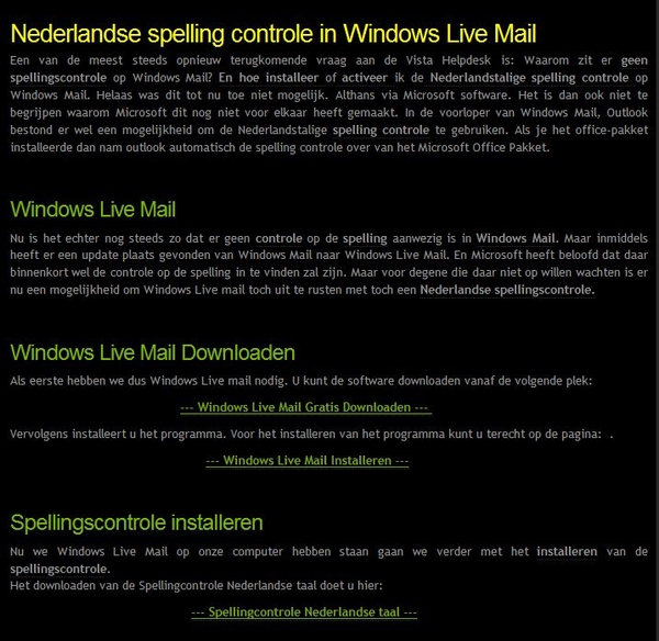 Windows Live mail taal Nederlands spelling.......