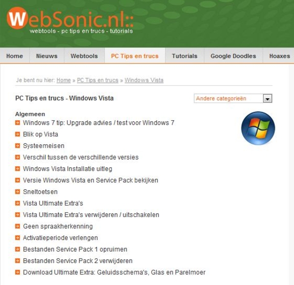 Websonic tips handig voor Vista en Windows 7