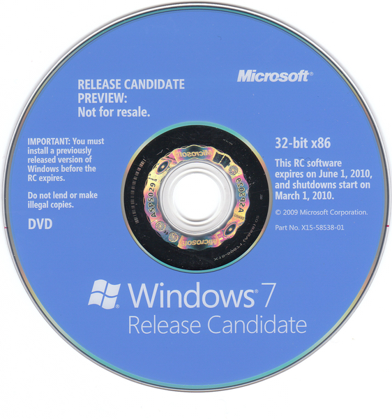 Maart 2010 Eind datum van de Windows RC  7 versie
