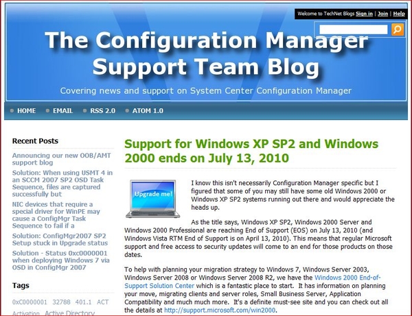 Support for Windows XP SP2 and Windows 2000 ends on July 13, 2010