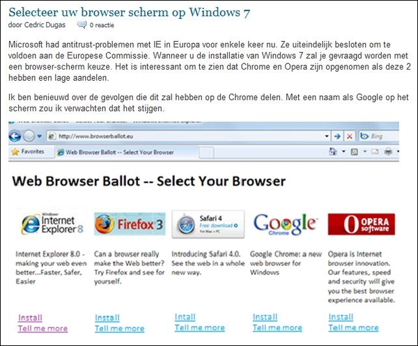 Browser keuze komt binnenkort bij Windows Update