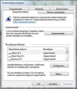 Herstelpunt maken in Vista en Windows 7