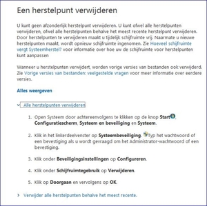 Een herstelpunt verwijderen in Windows 7